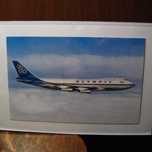 ✈️ Olympic Airways Vintage 1970's Framed Postcard